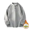 Sudadera con Cuello Henley Americano Otoño/Invierno 2025 para Hombre Camisa Polo de Alta Gama Camiseta de Manga Larga Capa Interior Capa Base para Mujer