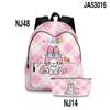 Mochila Periférica Sanrio Merlot Estampada em 3D Nova para Estudantes Sacola Escolar Estojo Duas Peças