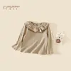 Camiseta de Manga Comprida para Meninas Outono 2026 Novo Estilo Coreano Camada Base Infantil Classe A Top Estilo Primavera e Outono Top com Gola Babada para Bebê