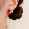 Pendientes de Flor de Cristal Cuadrados Retro Franceses con Perlas Exquisito Diseño Versátil de Lujo Ligero Pendientes Muy Brillantes Venta al por Mayor