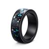 Joyería Nueva Transfronteriza Europea y Americana Anillo para Hombre de Acero de Titanio Rotatorio con Incrustaciones de Concha de Abulón de 8 mm Más Vendido en Amazon