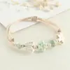 Pulsera Minimalista de Cerámica Jingdezhen Trébol Simple Versátil Cruz Estudiante Tejida a Mano