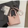 Bolso Cubo de Nicho Estilo Coreano para Mujer Nuevo Modelo 2026 con Acabado de Alta Gama, Bolso de Mano Sencillo con Patrón de Lichi, Bolso de Hombro y Cruzado de Lujo Ligero