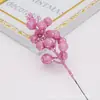 Brilhante Glitter Branco Vermelho Dourado Árvore de Natal Buquê Acessórios de Natal Decoração DIY Haste de Flor Frutas Folha de Ouro