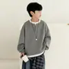 Moletom infantil, blusa base estilo coreano de duas peças falsas para outono infantil, novo estilo primavera e outono 2026, blusa de outono grande para crianças, moderno