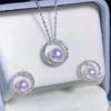 Accesorios DIY S925 Plata Esterlina Set Pendiente de Círculo Colgante Soporte Vacío Elegante Combinable Dos Piezas Material Soporte Plata