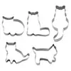 Conjunto de 5 Peças de Anel Moldador para Biscoitos de Gato e Mousse em Aço Inoxidável Ferramenta de Pressionar Fondant para Assar DIY com Relevo
