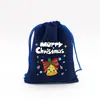 Fornecimento Direto Transfronteiriço Saco de Presente de Doce de Natal de Veludo Azul Pacote de Lanches Saco de Armazenamento Embalagem de Presente de Maçã de Natal
