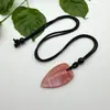 Collar Colgante de Cuerda con Forma de Gota de Agua Corazón de Cristal de Piedra Natural 40*22mm Joyería de Moda Europea y Americana Artículos Transfronterizos