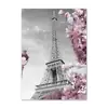 Flores Rosas Francia París Arquitectura de la Ciudad Castillo Pintura en Lienzo Sala de Estar Hogar Arte Pintura Decorativa Núcleo