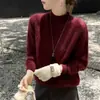 Suéter de Tricô Escovado Peça Única Sem Costura para Mulheres, Gola Meia-Alta, Manga Longa, Novo Estilo Outono/Inverno, Quente, Amigo da Pele, Camada Base Pulôver