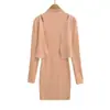 Vestido Camiseta Francés Sexy de Cuello Alto sin Mangas para Mujer Otoño Nuevo Estilo Elegante Adelgazante Bodycon Falda Corta