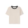 Camisa Básica Nueva Morishima de Tencel y Lino para Mujer, Camiseta de Manga Corta a Rayas con Cuello Redondo para Primavera y Verano, Suéter Casual de Contraste