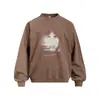 Sudadera redonda estilo retro americano desgastada con estampado de cara borrosa, holgada y casual, modelo de primavera/otoño para hombre, lavado pesado de 400G