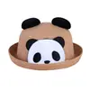 Sombrero de Paja con Ala Enrollada para Sol de Primavera y Verano, Estilo Padre-Hijo, Sombrero de Panda de Dibujos Animados para Hombres y Mujeres, Sombrero de Pescador Transpirable para Protección Solar en Viajes