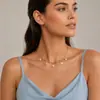 Moda europeia e americana transfronteiriça ins estilo pérola shell wafer pingente personalidade feminina colar de metal clavícula cadeia de jóias