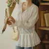 Conjunto de otoño para mujer de Dongdaemun, Corea, estilo francés elegante, con cordones, volantes y manga larga, y falda corta