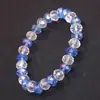 Pulsera de anillo único de cristal azul más blanco con cuentas de diamante facetadas de moda de 8 mm, corte de cristal transparente
