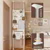 Estante de Almacenamiento con Tablero Perforado, Organizador Ultradelgado para Puerta Trasera, Estante de Pared Multicapa de Techo a Suelo para Entrada de Dormitorio, Colgador de Abrigos y Sombreros