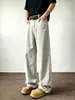 Pantalones rectos de otoño nuevos lavados de talla grande para hombre, pantalones casuales de pierna ancha estilo americano, pantalones de trabajo para hombre, holgados y con caída
