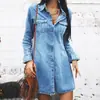Amazon transfronterizo falda larga de mezclilla manga larga primavera y verano ajuste ceñido falda polo vestido con solapa moda estilo europeo y americano ropa de mujer