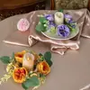 Guirnalda de Rosas Artificiales Europeas 23cm Guirnalda Portavelas Decoración Navideña Accesorios para Ventana Mesa de Comedor Arreglo de Boda Flores Falsas