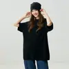 Suéter de cachemira pura para mujer, de longitud media, mangas tres cuartos, cuello redondo, mangas cortas, corte holgado, adelgazante, casual, versátil y adecuado como capa base o top de punto
