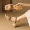 Sandalias populares de comercio exterior transfronterizo con tacón grueso y tiras para mujer, zapatos retro de suela blanda tipo "mom shoes", sandalias de playa de moda para verano
