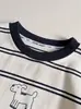 Camiseta de Manga Corta a Rayas de Dibujos Animados Nueva de Verano 2026 para Niños y Niñas, Transpirable Delgada Elegante Versátil Superior Moderna