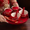 Juego Completo de Suministros para Ceremonia de Té para Bodas, Incluyendo Tazas y Palillos, un Par de Tazas para Cambiar Nombres, un Juego de Brindis de Boda y un Juego de Dote para la Novia