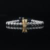 Pulseira de Corda Tecida Ajustável Hip Hop Masculina Coroa de Cobre Retrô Europeia e Americana Contas de Abacaxi de Aço Titânio Galvanizado a Vácuo