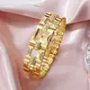 Elegante reloj de mujer, lujoso reloj de cuarzo con esfera cuadrada de diamantes