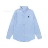 Camisa de Algodón con Bordado de Corazón Pequeño Transfronterizo de Comercio Exterior para Hombres y Mujeres, Top Casual de Manga Larga a Cuadros y Rayas de Colores con Cuello de Solapa