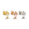 Brincos de Osso da Orelha Transfronteiriços para Uso Diário, Estrela de Quatro Pontas, Folhas Olho de Cavalo, Padrão Espiral Cravejado com Diamantes, Brincos com Design de Piercing de Bola Torcida