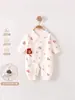 Macacão de Bebê para Primavera e Outono Categoria Bebê Roupas de Casa de Algodão Puro Pijama Roupas de Passeio para Recém-Nascido com Fechamento Lateral