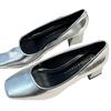 Tacones Altos Plateados Estilo Vintage de Tacón Grueso y Punta Cuadrada para Mujer, Nuevo Modelo 2026, Piel Suave, Suela Suave, Cómodos para Ir al Trabajo, No Cansarán Tus Pies