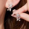 Anillo de Cometa Estrella Galáctica para Mujer Viento Frío Completo de Diamante Luz de Meteoro Lujo Ligero Pendientes Elegantes Todo-Combinación Joyería de Mano de Gama Alta