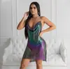 Ropa de Mujer Transfronteriza Europea y Americana Amazon Más Vendido Vestido Sexy Dulce y Picante de Lentejuelas Metálicas Falda de Tirantes con Pedrería para Mujer