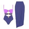 Traje de baño de estilo nuevo europeo y americano 2025 para mujer, dorado, de color combinado redondo, hueco, transfronterizo, bikini sexy de Lazada