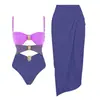 Traje de Baño Enterizo Nuevo Europeo y Americano 2025 para Mujer Bañado en Oro Combinación de Colores Redonda Corte Cruzado Fronterizo Lazada Bikini Sexy