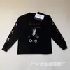 Camiseta de manga longa com estampa de letras e retrato vintage desgastado ERD de alta qualidade, corte justo, para a geração jovem abastada