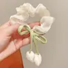 Laço de Cabelo Tulipa Coreana de Princesa Scrunchie Flor Corda de Cabelo Feminina Faixa de Cabeça Acessório de Cabelo Atmosférico Elástico Infantil