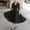 Otoño 2026 Nuevo Estilo Europeo y Americano Ajustado Elegante Vestido de Gama Alta para Viajar Color Sólido Vestido Largo