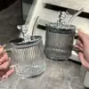 Taza de Agua de Lujo Ligero Verano para Mujer con Sentido de Alta Gama Taza de Vidrio Taza de Café para el Hogar Taza con Tubo de Succión con Tapa Taza de Pareja para Niños