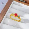 Anillo de Oro Arena Antigua de Alta Retención de Color Anillo Abierto de Flor Hueca Exquisito Nicho Dulce Versátil Anillo de Tendencia Nacional