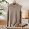 Suéter de Cachemir 100% Cachemir para Mujer, una Prenda Versátil para Vestir por Capas, Tejido sin Mangas de Cuello Alto Medio, Moderno y Versátil