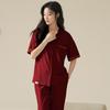 Pijamas de Boda para Recién Casados, Verano Algodón Puro Pantalones Cortos de Manga Corta para Jalar, Rojo Talla Grande Gordo mm Ropa para el Hogar