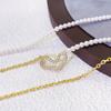 Colar de Coração com Costura Assimétrica de Design de Nicho Transfronteiriço para Mulheres, Nova Corrente de Clavícula Tendência Ins Estilo Coreano, Banhado a Ouro