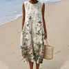 Nuevo vestido largo casual sin mangas con estampado de primavera y verano, estilo holgado y fresco