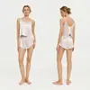 Conjunto de Camisola y Shorts 100% Seda para Mujer Verano Amazon Transfronterizo Lencería Espalda Descubierta Perezoso Sexy Conjunto de Pijama para Dama